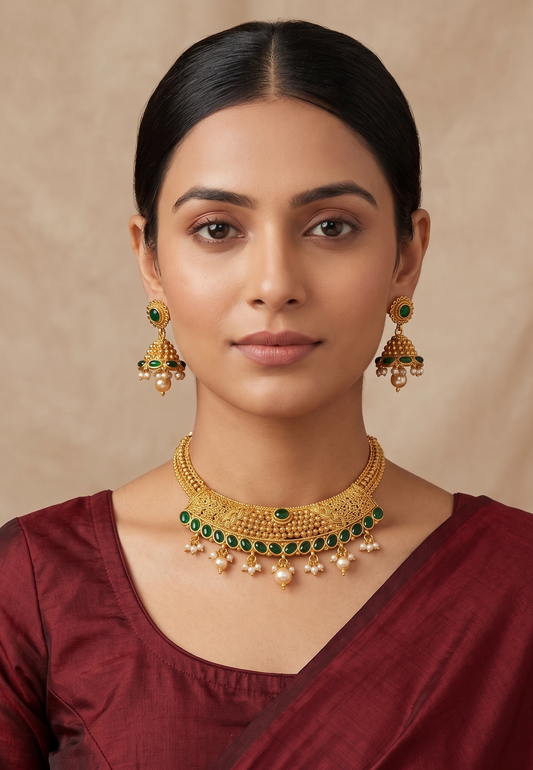 Antique Green Necklace Set-dj04829