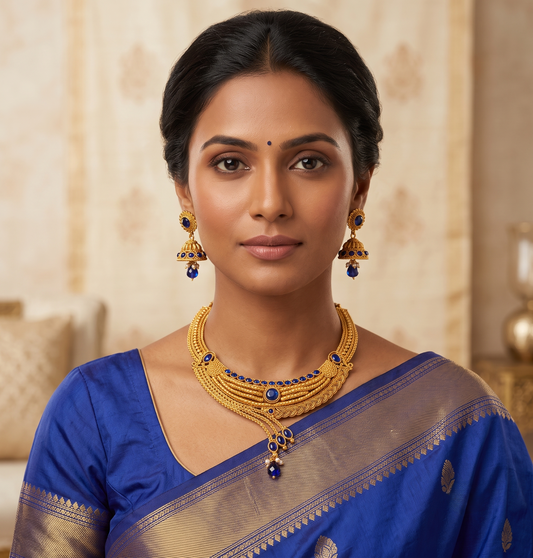 Antique Blue Necklace Set-dj04841