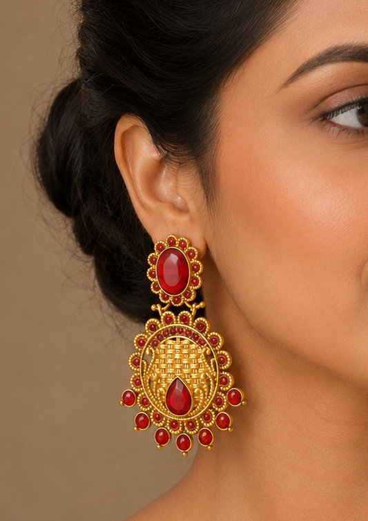 Matte Finish Maroon Party Wear Earrings dj-04844