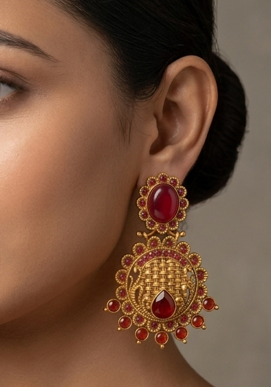 Matte Finish Maroon Party Wear Earrings dj-04844