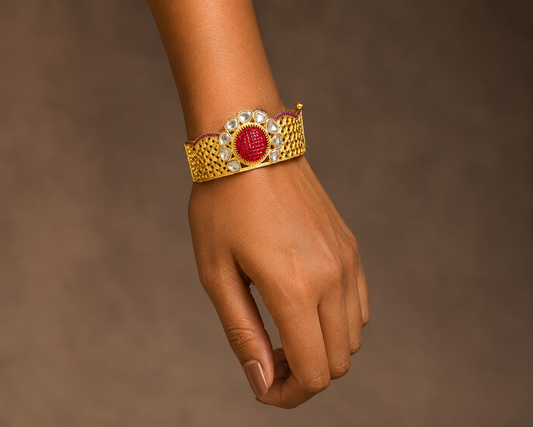 Matte Finish Kundan Pink kada/Bracelet-dj04902