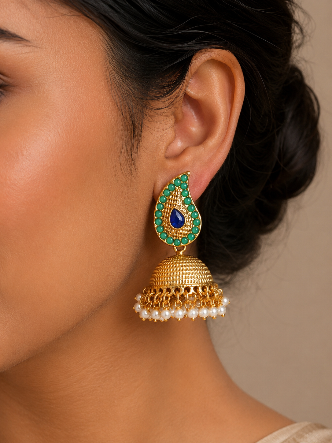 Antique Green-blue Mango Jhumkkas dj-04959