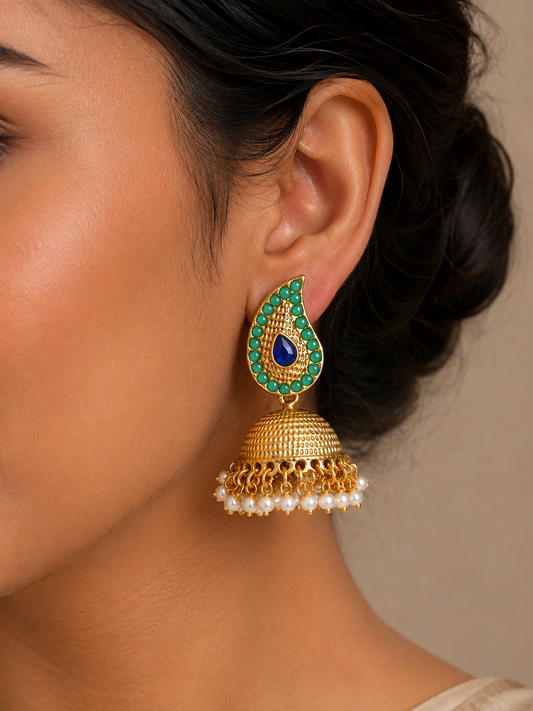 Antique Green-blue Mango Jhumkkas dj-04959