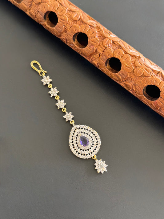Two tone cz-purple thilak stone tikka dj-51373