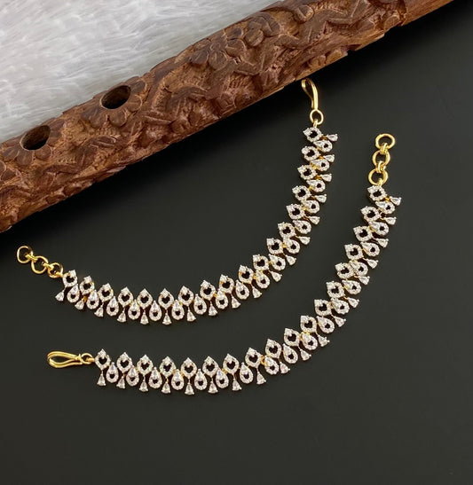 Two tone cz white stone ear side chain dj-54063