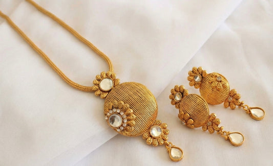 Antique White Flower Pendant Necklace Set-dj17279