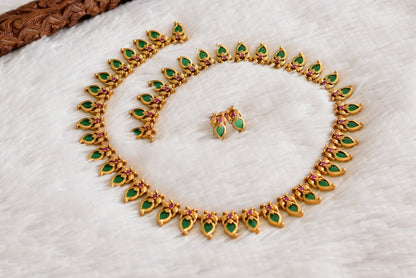 Matte finish pink-green peacock mango haar set dj-52437