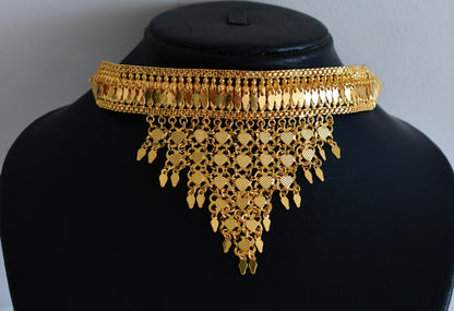 Gold tone kerala style elakka thali heart choker necklace dj-53106