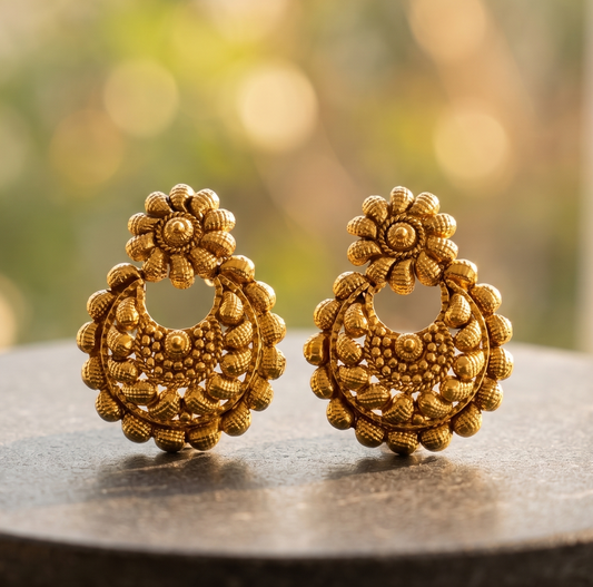 Beautiful Antique Gold Small Bali Earrings -dj05100