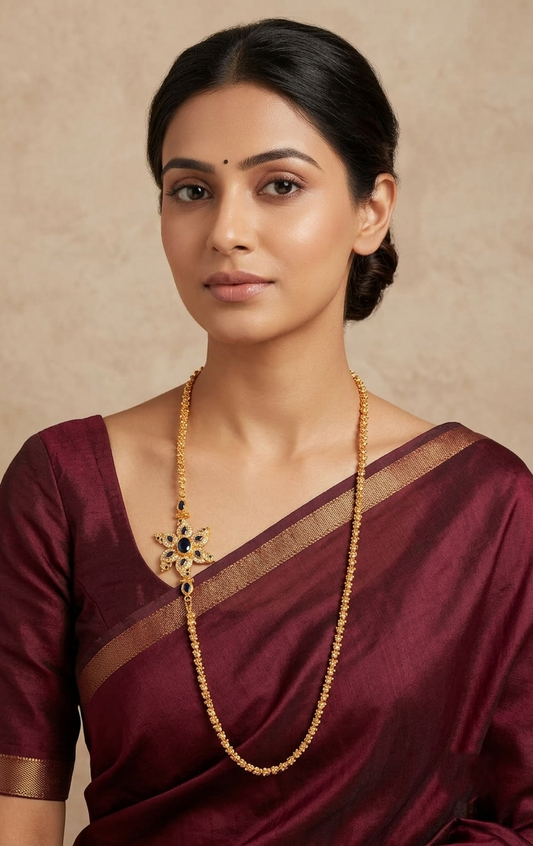 Traditional Gold Tone Peacock Mugappu Chain -dj05115
