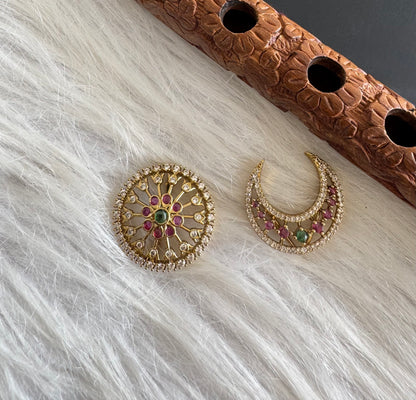 Antique gold tone cz kemp-green sun moon hair jewel- Dj-51352