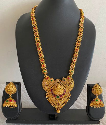 Antique Gold Tone Kemp Green Lakshmi Nagaas Haar Set- DJ05333