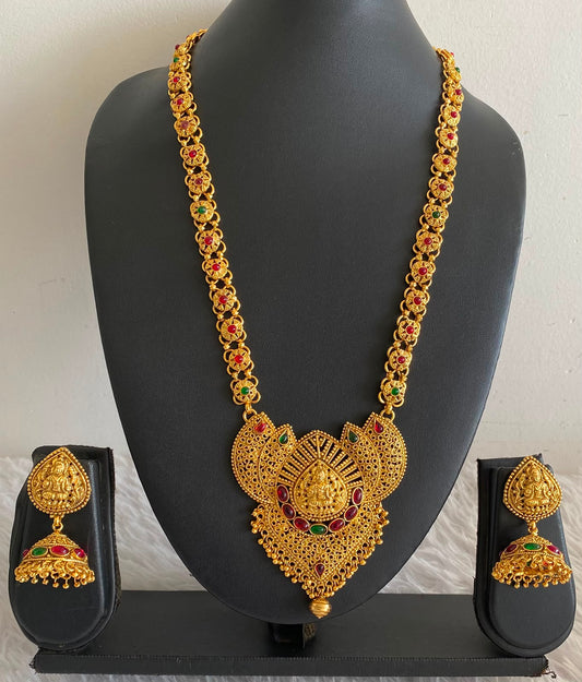 Antique Gold Tone Kemp Green Lakshmi Nagaas Haar Set- DJ05333
