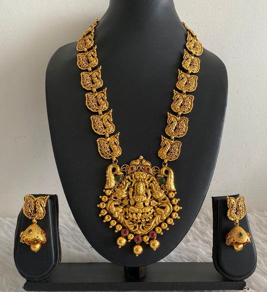 Antique Gold Tone Kemp Green Lakshmi Haar Set dj-05338
