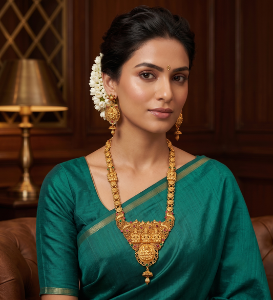 Divine Antique Kemp Green Lakshmi Haar Set dj-05339
