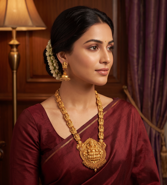 Antique gold tone Kemp Ganesh-lakshmi Nakshi haar set- DJ05341