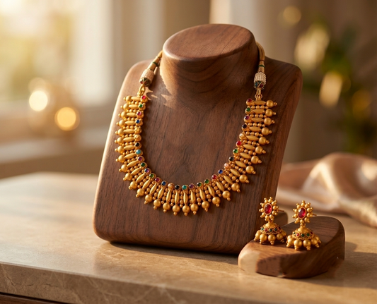 Beautiful Matte Finish Multi Colour Necklace Set dj-05384