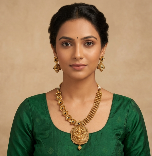 Divine Antique Black Lakshmi Necklace Set dj-05414