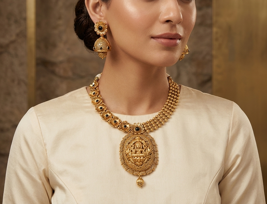 Divine Antique Black Lakshmi Necklace Set dj-05414