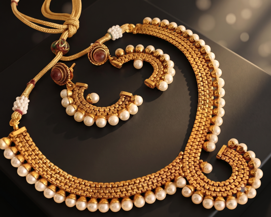 Beautiful Antique Amethyst Pearl Necklace Set - DJ05484