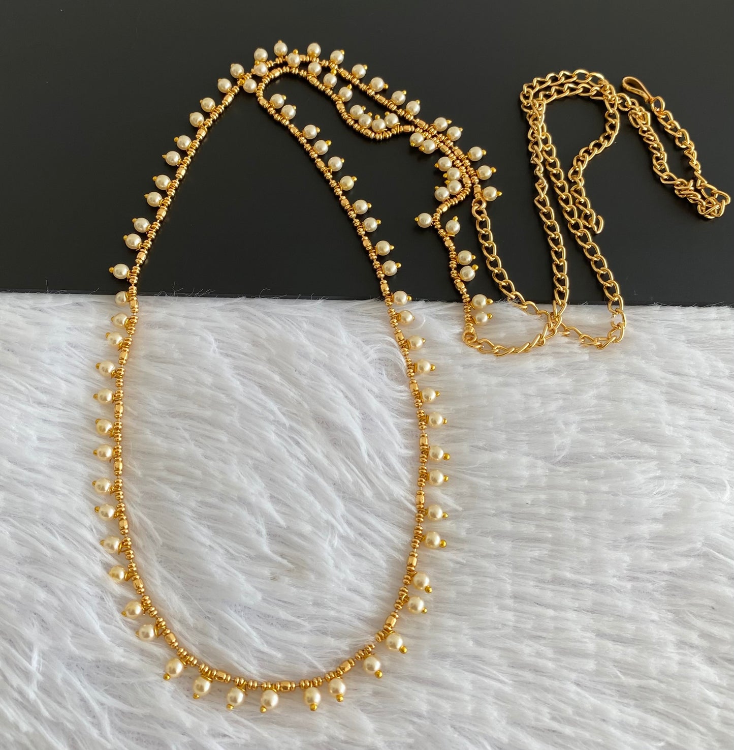 Antique gold tone pearl hip/waist chain dj-53213