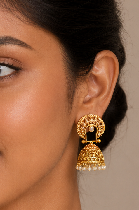 Antique Gold Color Stone Party Wear Jhumkka dj-05579