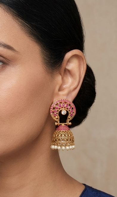 Royal Antique Ruby Party Wear Jhumkka-dj05580