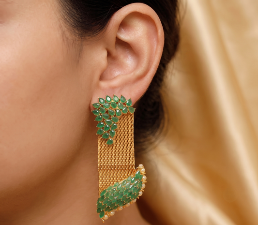 Royal Unique Emerald Party Wear Earrings-dj05586