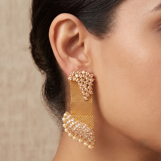 Royal Unique Golden Party Wear Earrings - DJ05589