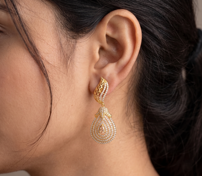 Gold tone cz-gold stone party wear earrings dj-05646