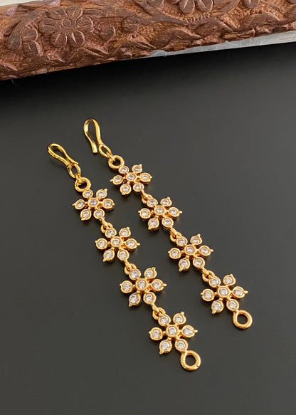 Gold tone AD white stone flower ear side chain dj-53858