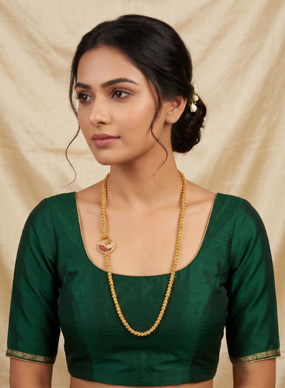 Gold tone Peacock Mugappu Chain dj-05757