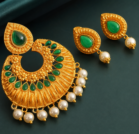 Awesome Matte Finish Green Pendant Set-dj05892