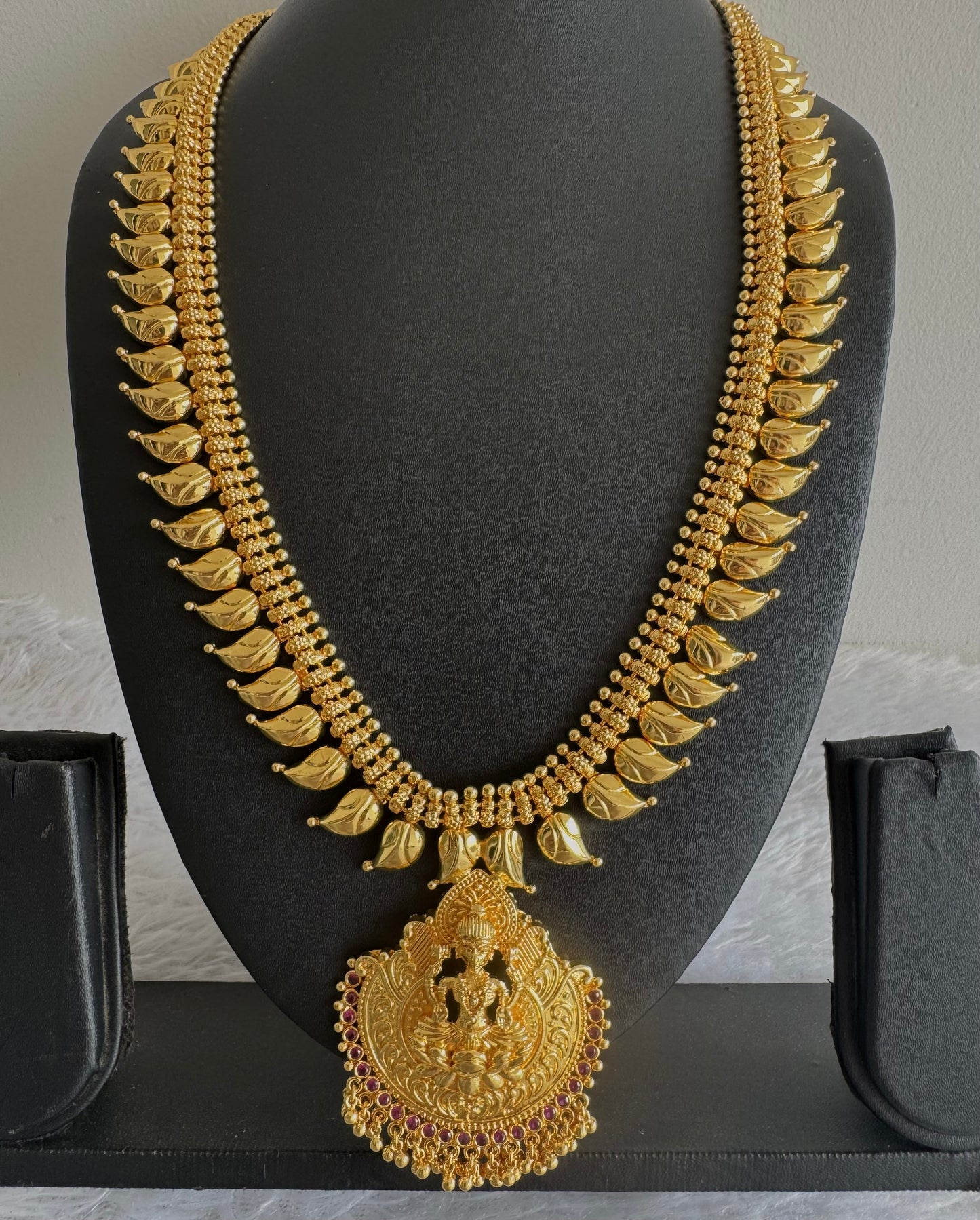 Gold look alike kerala style ad pink lakshmi mango haar dj-51641