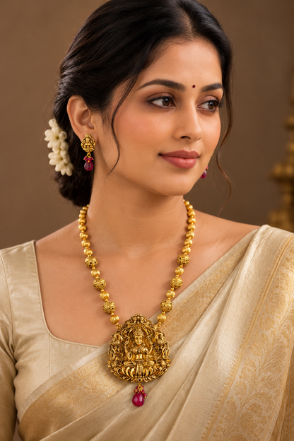 Divine Antique Designer Balls Lakshmi Necklace Set-dj06169