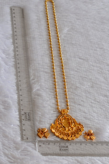 Gold Tone kerala style red palakka Lakshmi Necklace Set Dj-52204