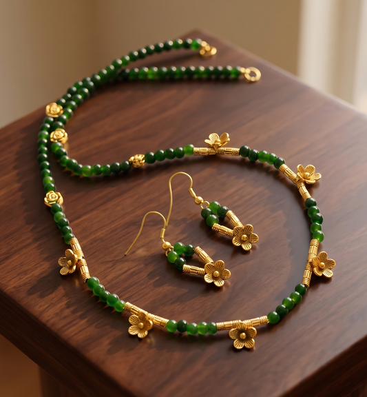 Antique green flower necklace set dj-06195