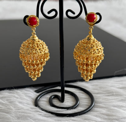 Gold tone coral step jhumkka dj-51102