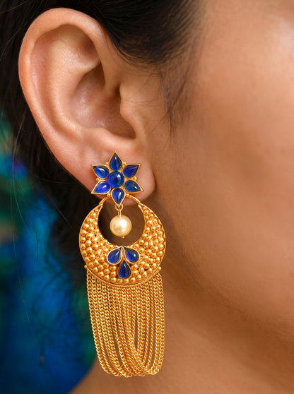 Matte finish blue designer earring dj-06341