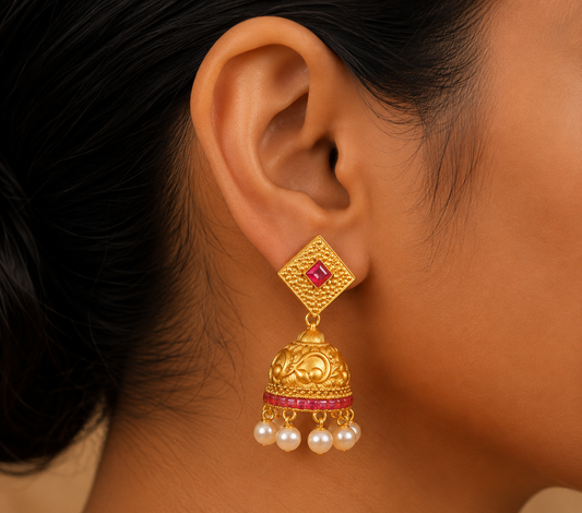 Unique Matte Finish Ruby Party Wear Jhumkkas-dj06343
