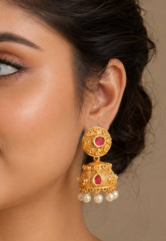 Unique Matte Finish Ruby Party Wear Jhumkkas-dj06348