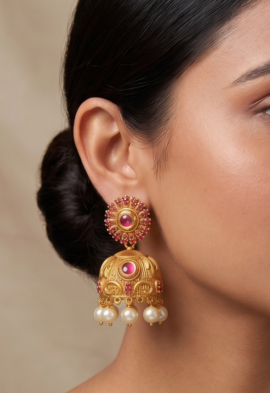 Unique Matte Finish Ruby Party Wear Jhumkkas-dj06350