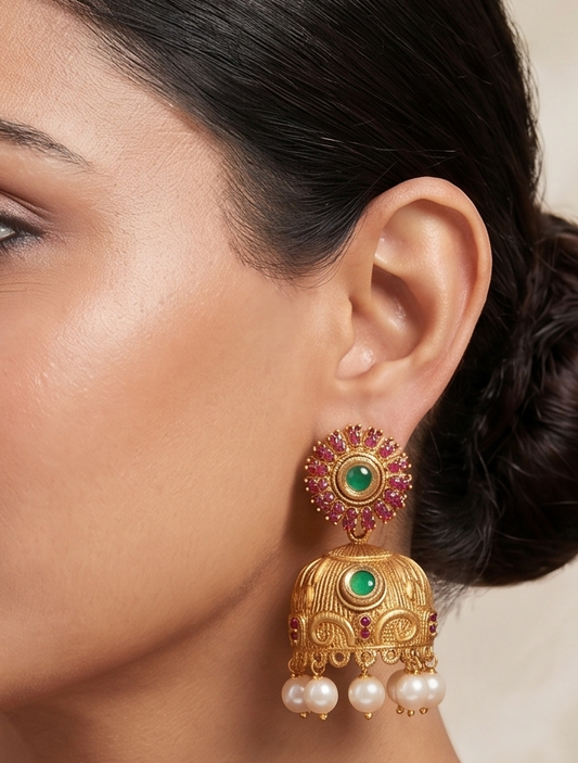 Unique Matte Finish Emerald Party Wear Jhumkkas-dj06351
