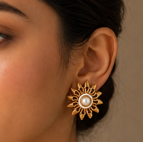 Antique pearl sun stud dj-06364