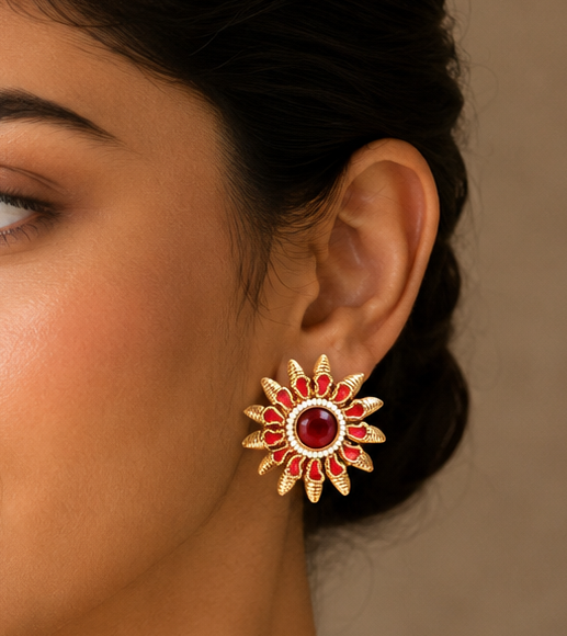 Antique hot pink sun stud dj-06367