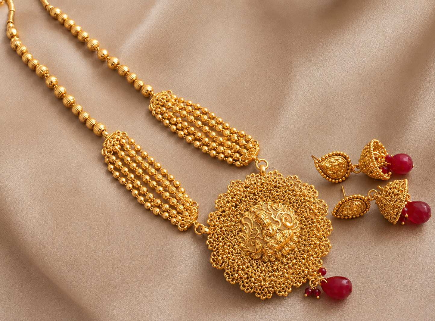 Beautiful Antique Lakshmi Necklace Set-dj06388