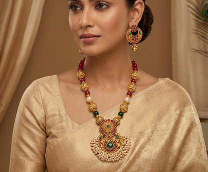 Antique kemp-green necklace set dj-06440