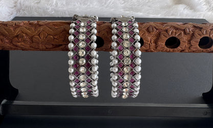 Black finish precious kemp-white pearl screw bangles(2.8) dj-52348