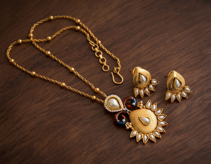 Antique pearl peacock necklace set dj-06529