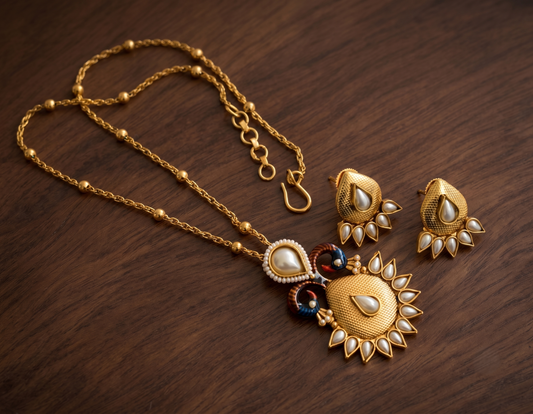 Antique pearl peacock necklace set dj-06529